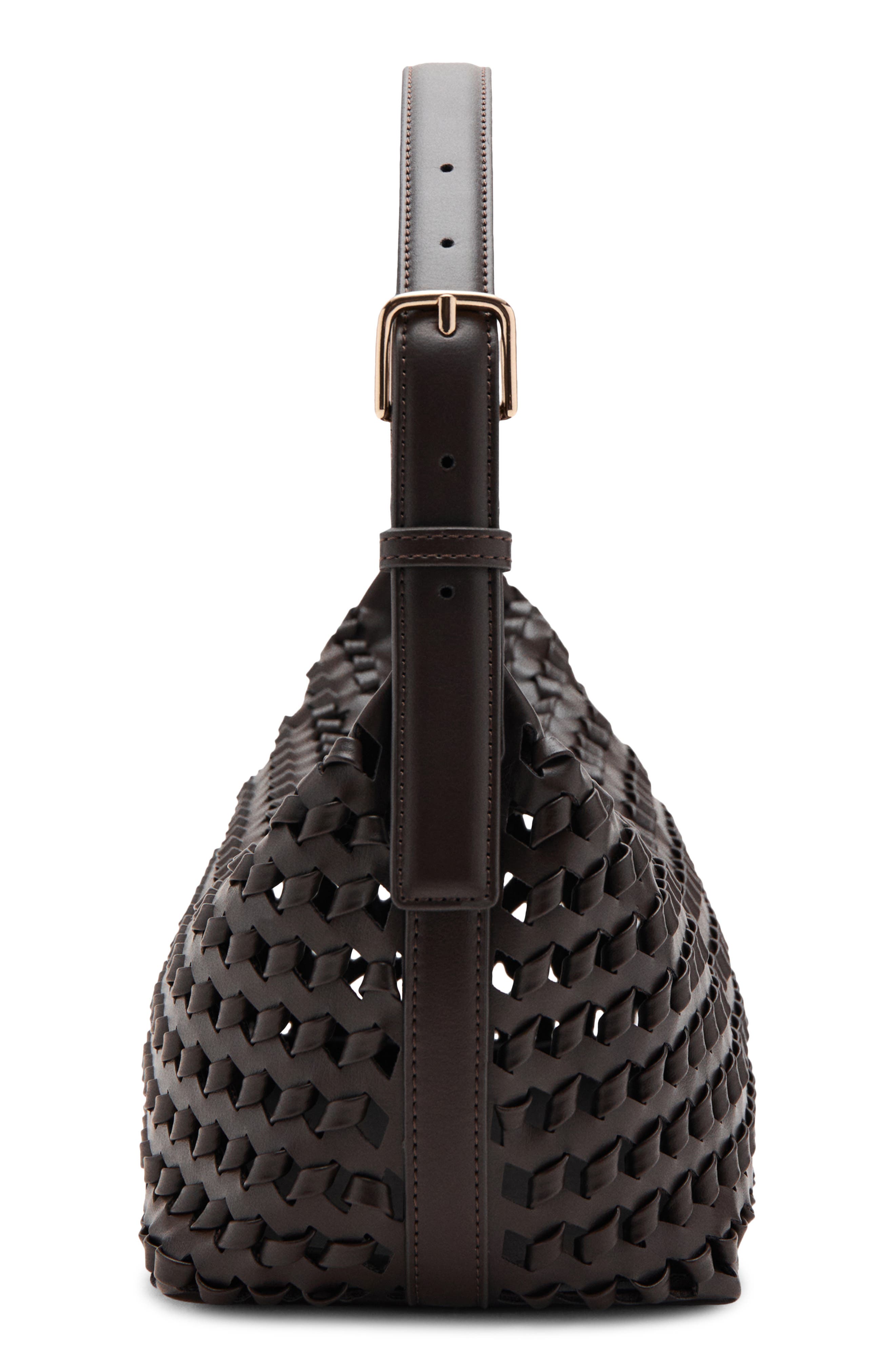 MANGO Braided Faux Leather Shoulder Bag, Alternate, color, 