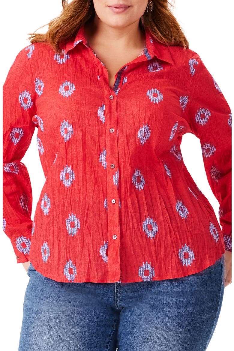Medallion Crinkle Shirt, Main, color, ORANGE MULTI