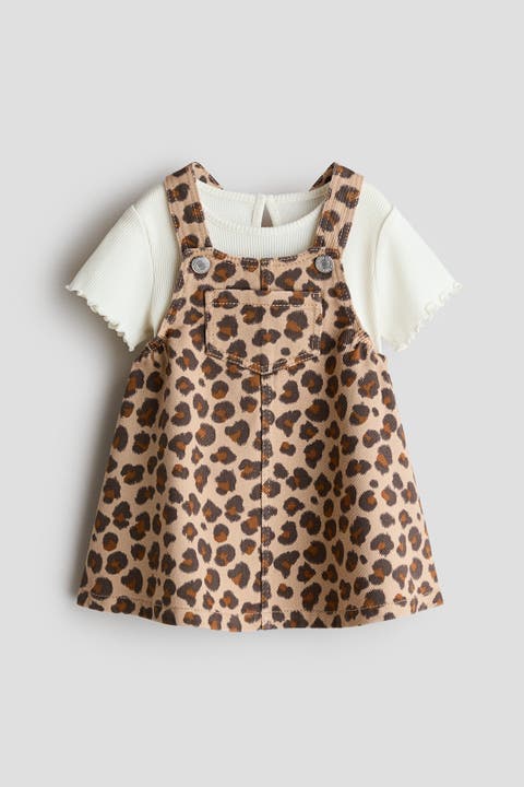 2-piece overall dress and top set