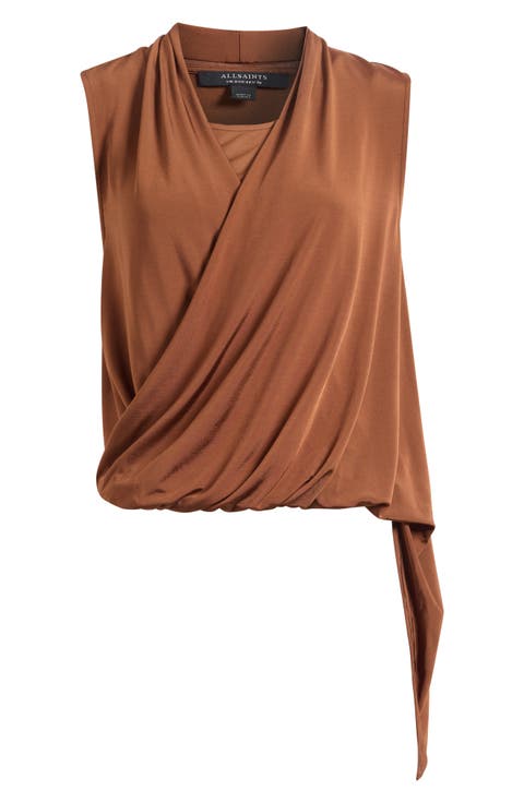 Adaline Asymmetrical Faux Wrap Tank