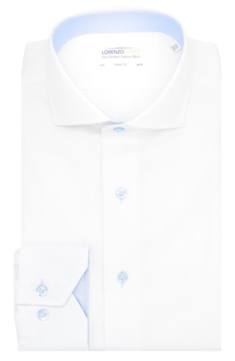 Trim Fit Herringbone Cotton Dress Shirt