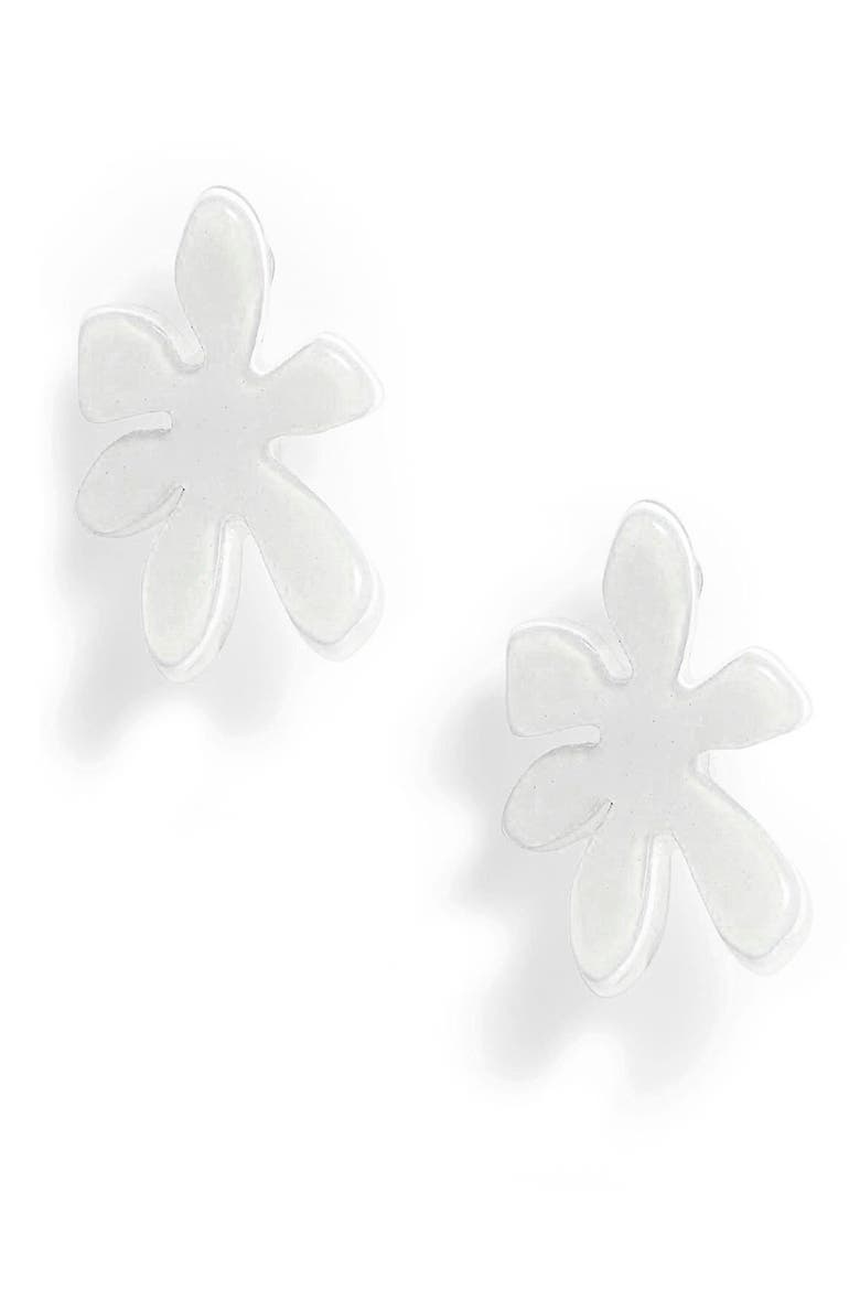 Paper Lily Stud Earrings, Main, color, WHITE