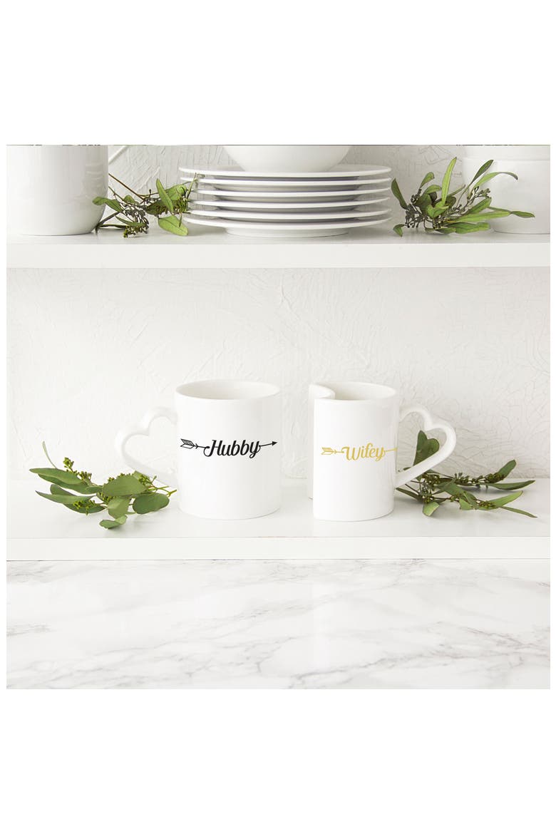 Hubby/Wifey Set of 2 Coffee Mugs, Alternate, color, WHITE