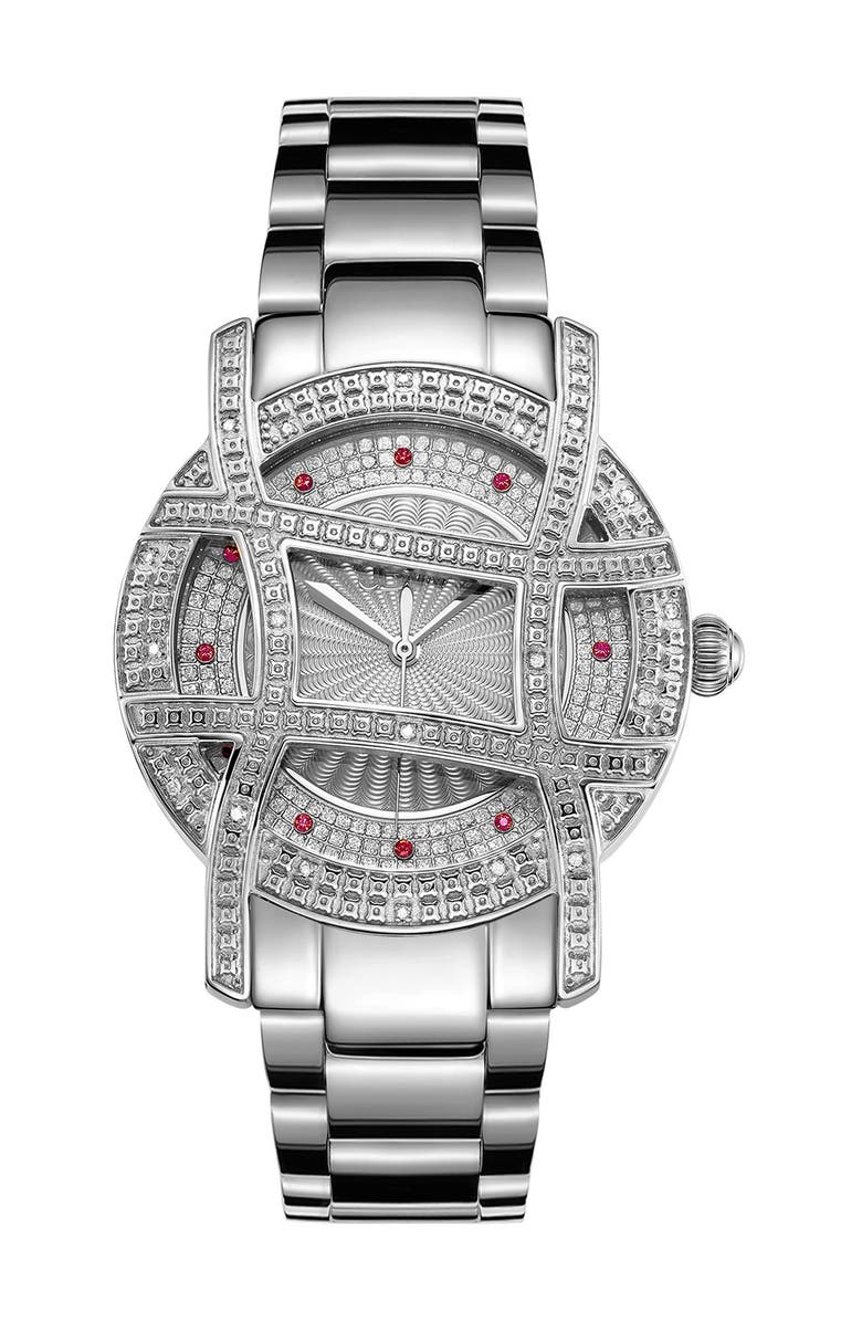 JBW Olympia 10 Year Anniversary Diamond Bracelet Watch, 38mm - 0.20 ctw, Main, color, Silver