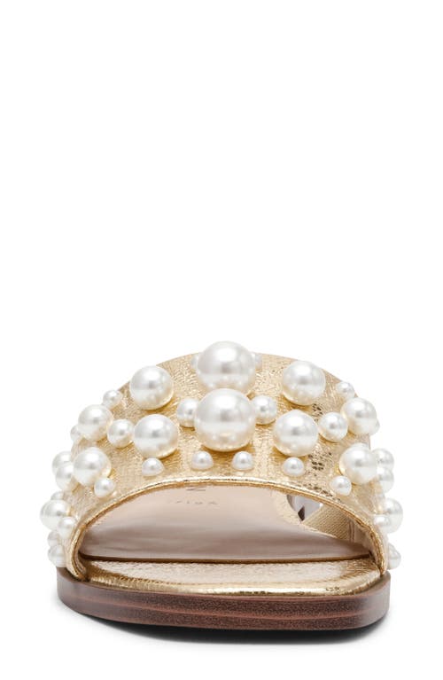 Shop Anne Klein Eugenie Faux Pearl Slide Sandal In Gold