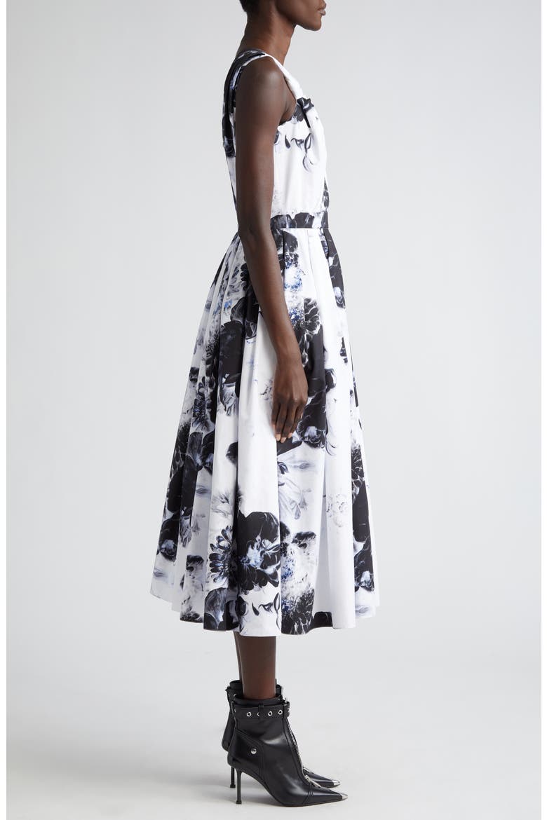 Chiaroscuro Floral Cotton Poplin Fit & Flare Dress, Alternate, color, INK