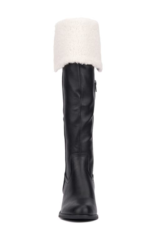 New York And Company Devi Faux Shearling Cuff Boot In Black