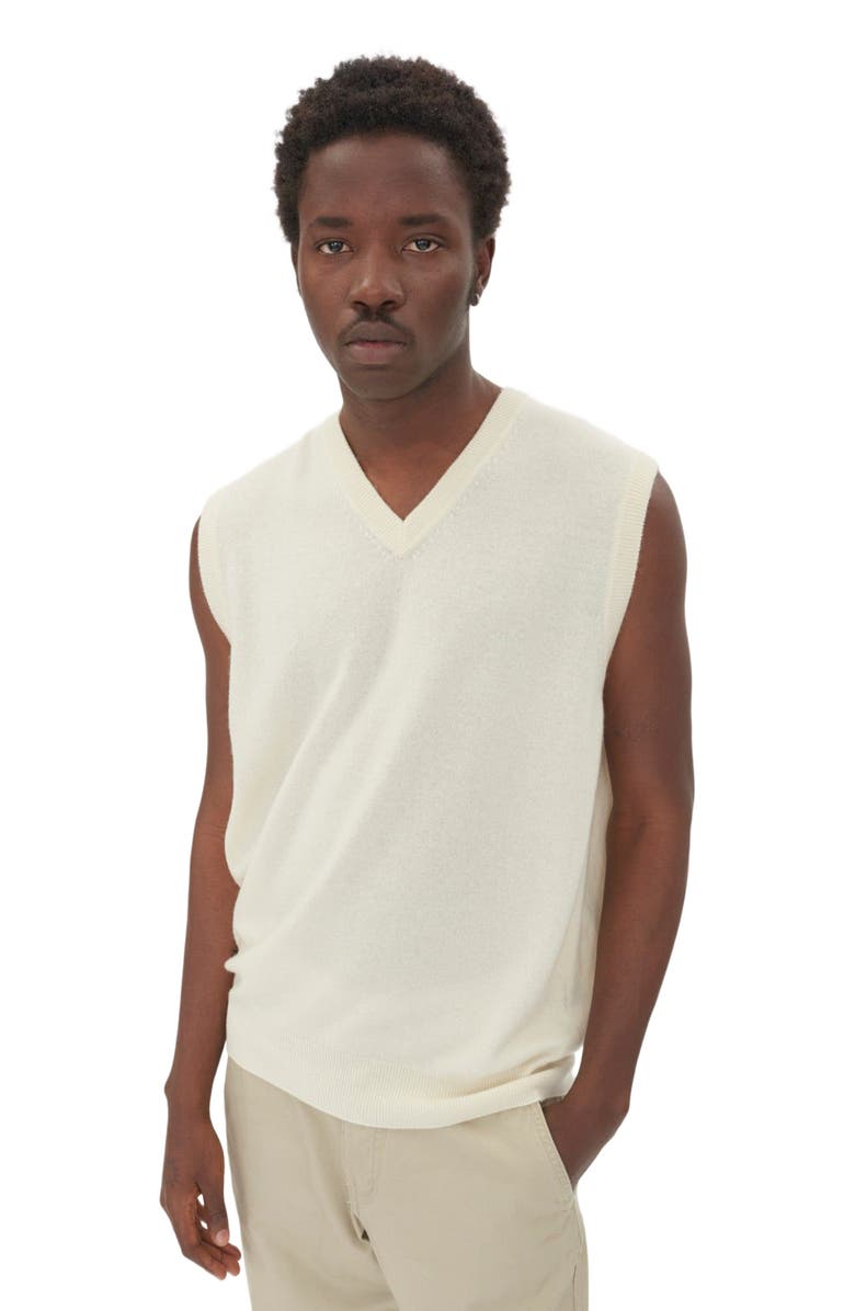 GOBI Mongolian Cashmere Essential Cashmere V-Neck Vest, Main, color, Marshmallow