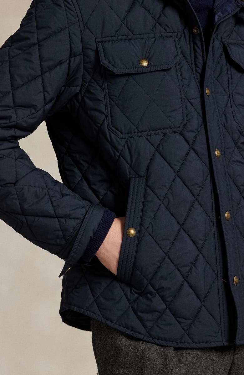 Polo Ralph Lauren The Beaton Quilted Water-Repellent Shirt Jacket, Alternate, color, College Navy
