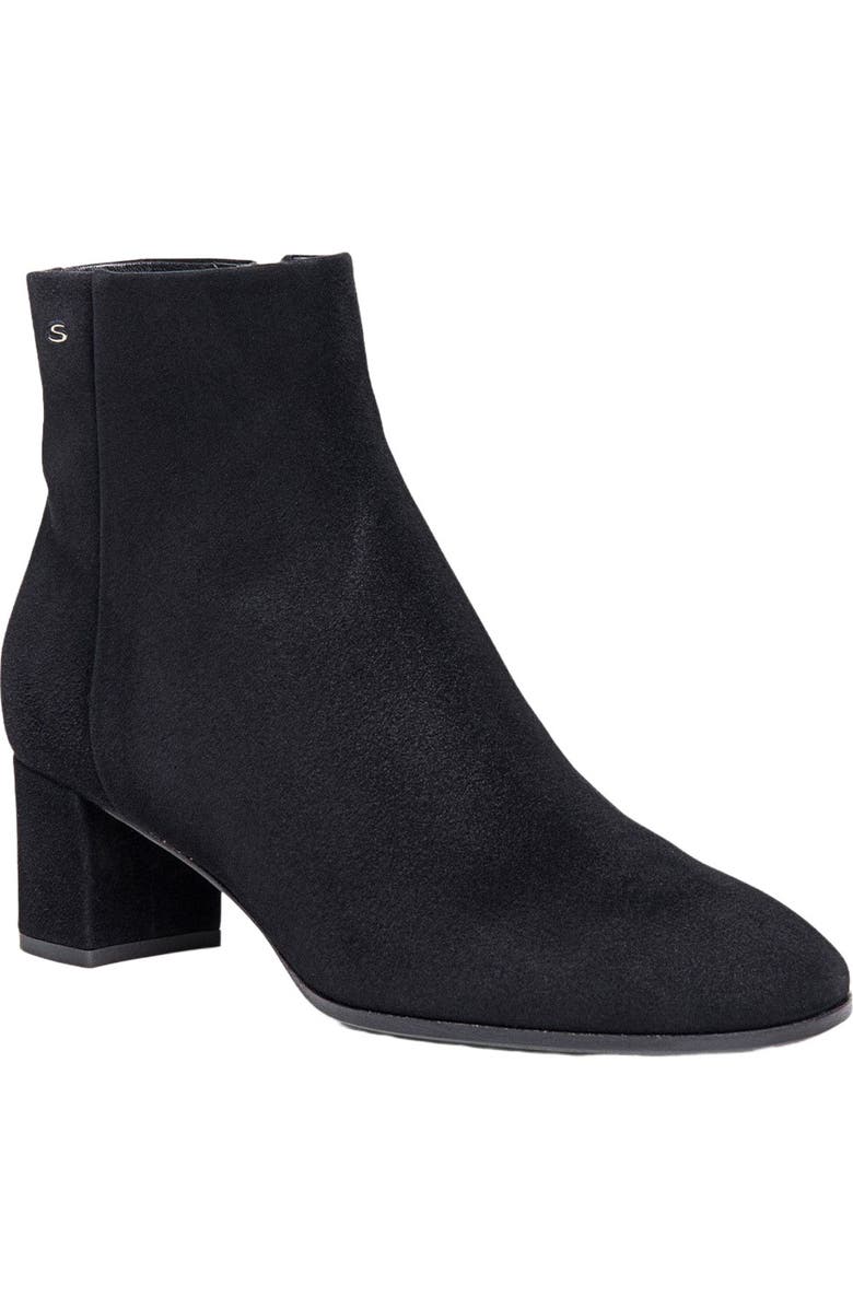 Santoni Women's suede mid-heel ankle boot, Main, color, Black