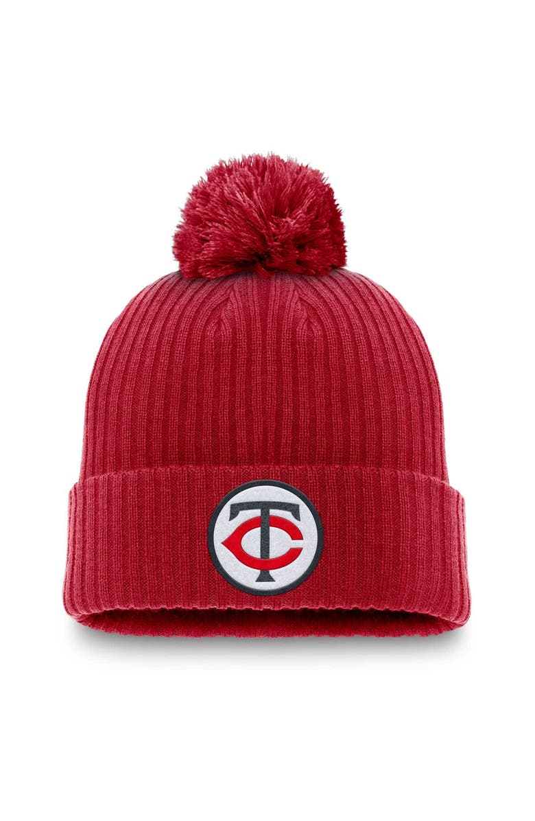 Nike Men's Nike Red Minnesota Twins Cooperstown Collection Patch Cuffed Knit Hat with Pom, Main, color, Red