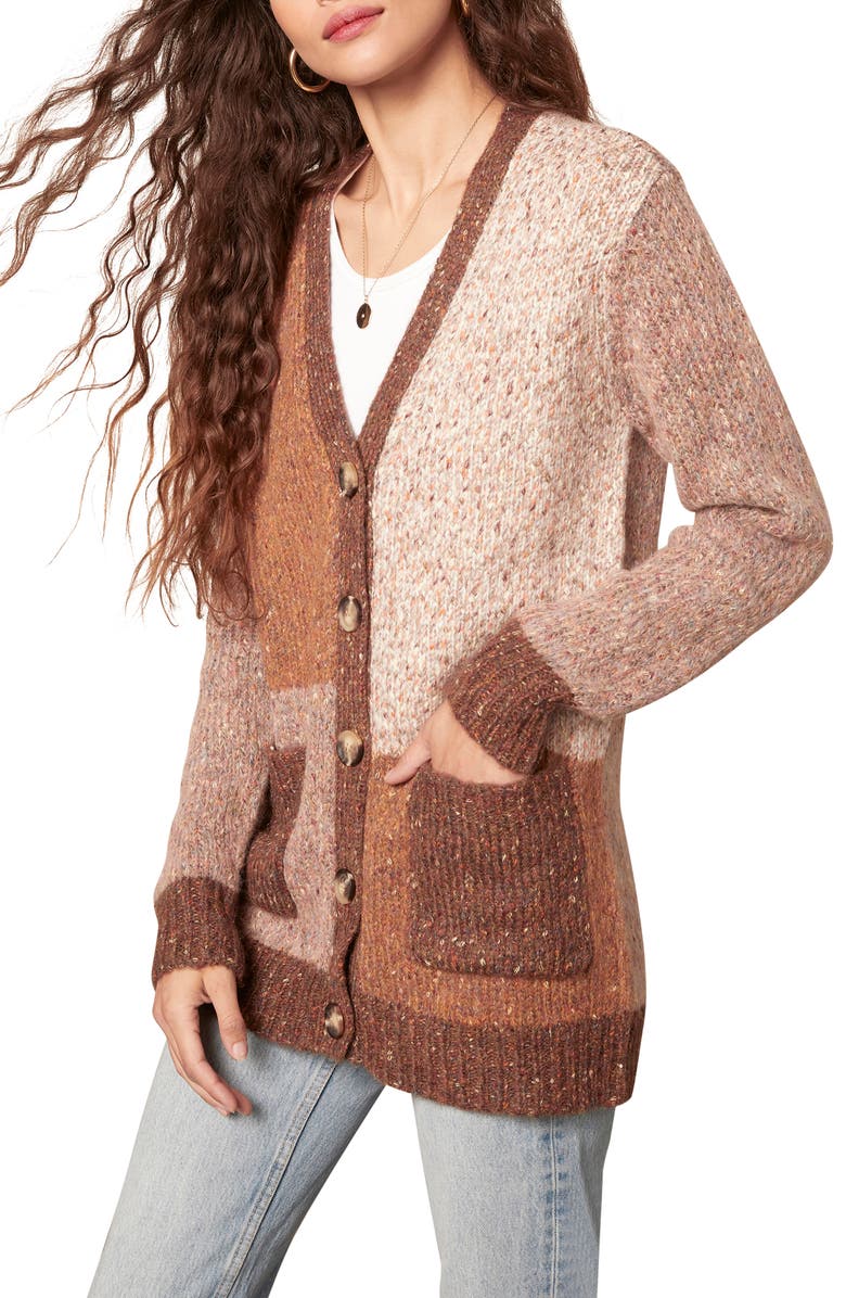BB Dakota by Steve Madden BB Dakota Back to Block Patchwork Cardigan, Alternate, color,