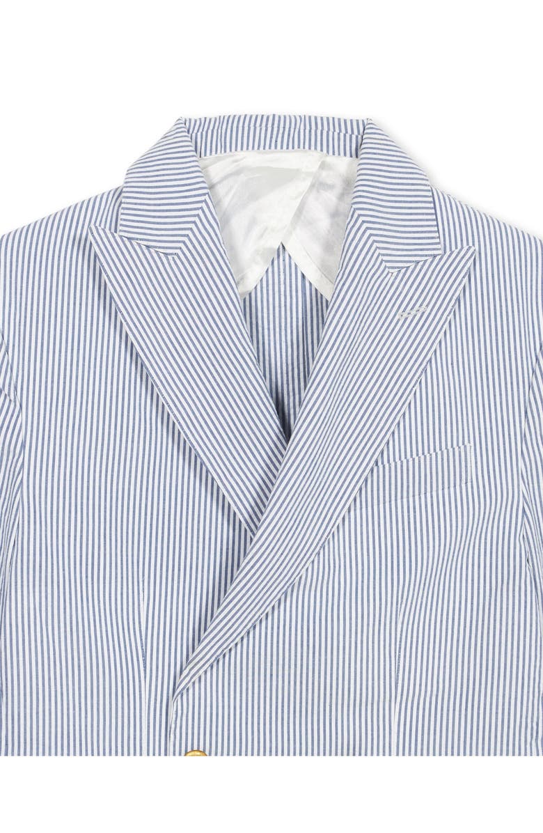 Fortela Double Breasted Seersucker Cotton Jacket, Alternate, color, Blue