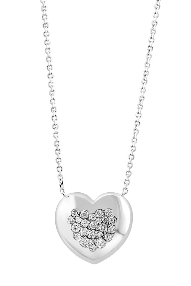 Sterling Silver Diamond Heart Pendant Necklace, Main, color, SILVER