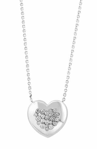 Sterling Silver Diamond Heart Pendant Necklace