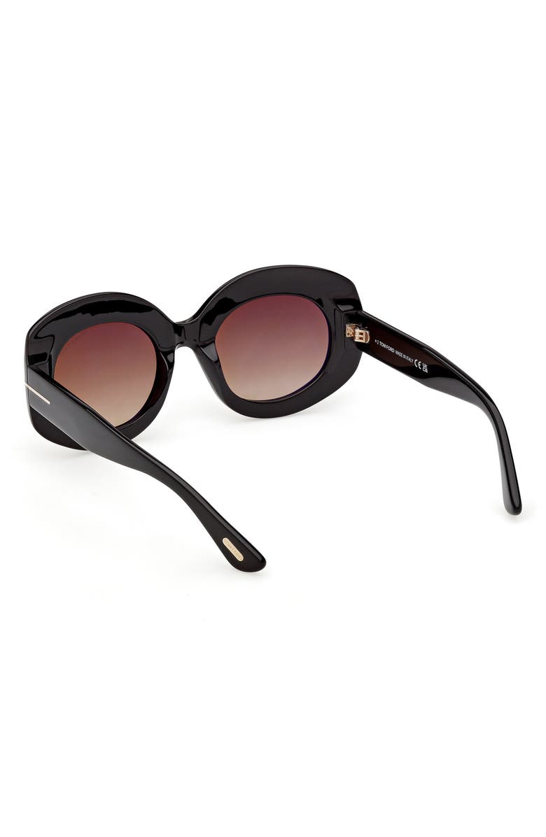 TOM FORD Claudette 51mm Round Sunglasses, Alternate, color, Black / Gradient Brown Lens