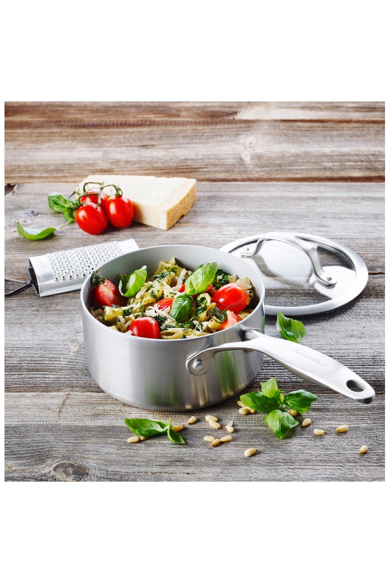 Venice Pro 1.5-Quart Stainless Steel Ceramic Nonstick Saucepan with Lid, Alternate, color, STAINLESS STEEL
