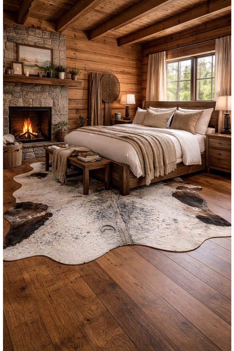 Eco Hides RH Rugs Lazlo Black Speckled CowHides Rug  8'6" × 7'2", Alternate, color, Black Speckled