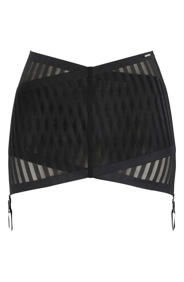 SAVAGE X FENTY Show 'n' Tell Stripe Garter Skirt, Alternate, color, Black Caviar