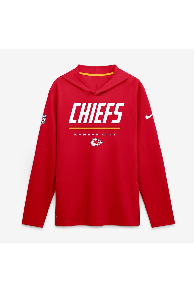 Men's Nike Red Kansas City Chiefs Big & Tall Sideline Game On Lightweight Hooded Long Sleeve Dri-FIT Top, Main, color, Red