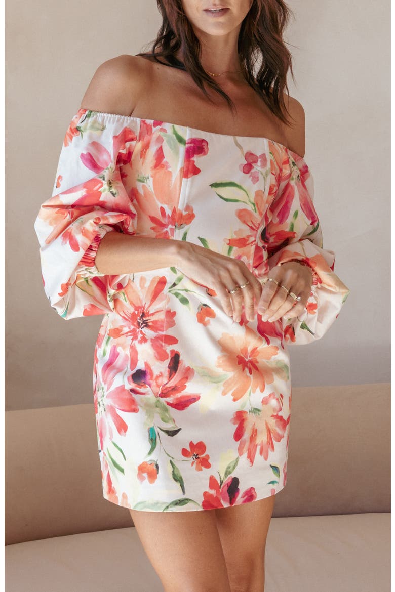 Annette Floral Minidress, Alternate, color, ORANGE FLORAL