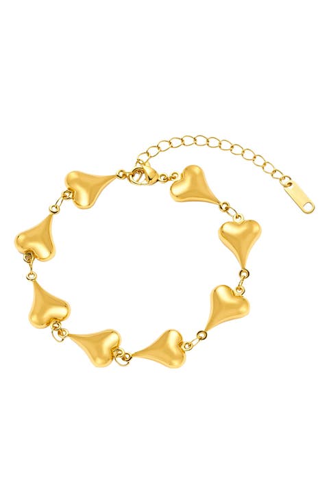 Puffed Heart Chain Bracelet