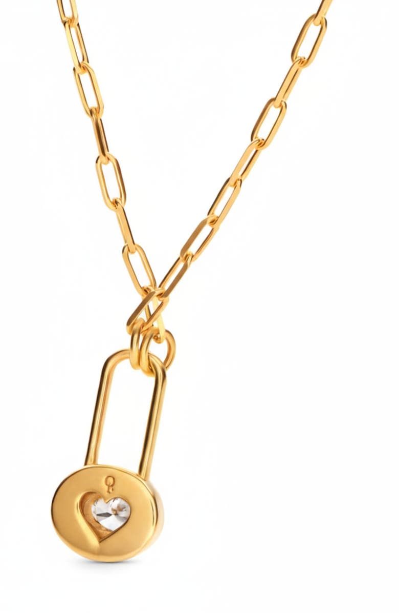 Oak & Luna Lock & Luna Charm with Oval Cut Moissanite in Gold, Alternate, color, Gold Vermeil