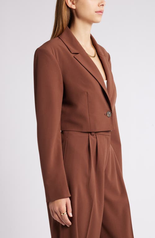 Open Edit Crop Blazer In Brown Soil