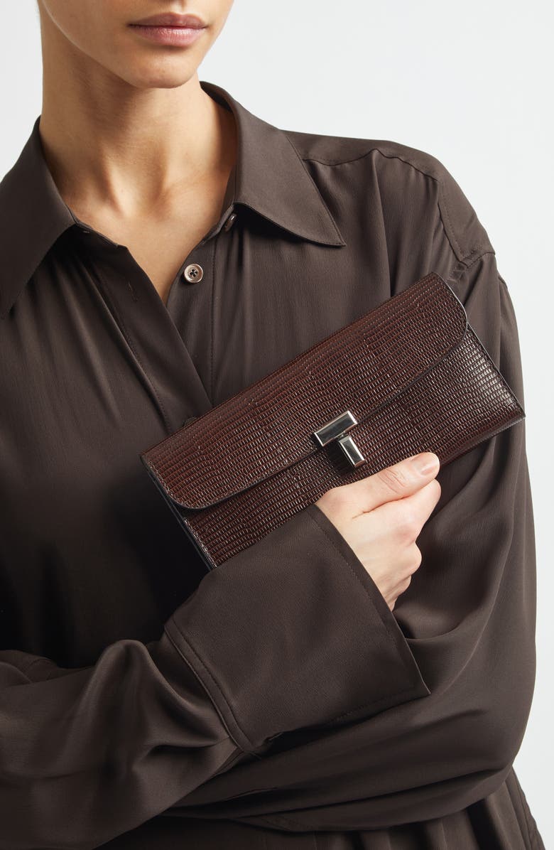 TOTEME T-Lock Lizard Embossed Wallet, Alternate, color, Brown