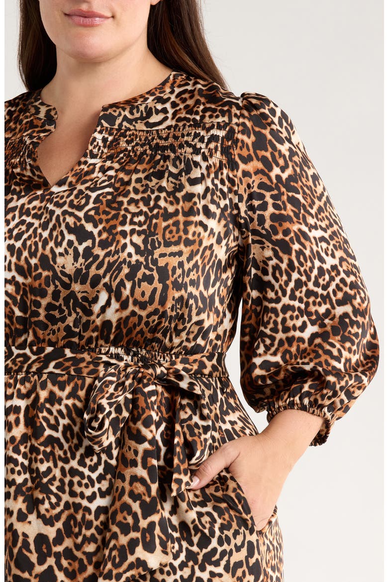 Leopard Print Long Sleeve Dress, Alternate, color, JONES BLACK MULTI