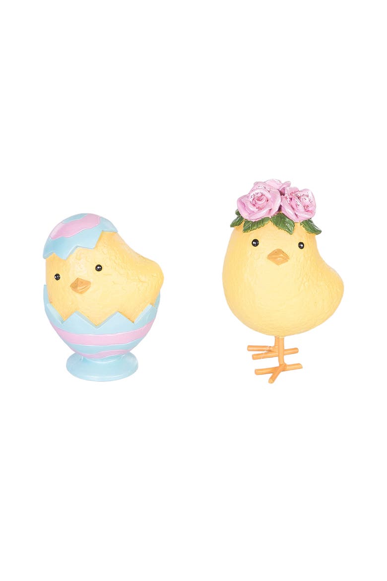Yellow Easter Chicks Wearing Egg Hats Small Decorative Figurines Set of 4, Alternate, color, Yellow