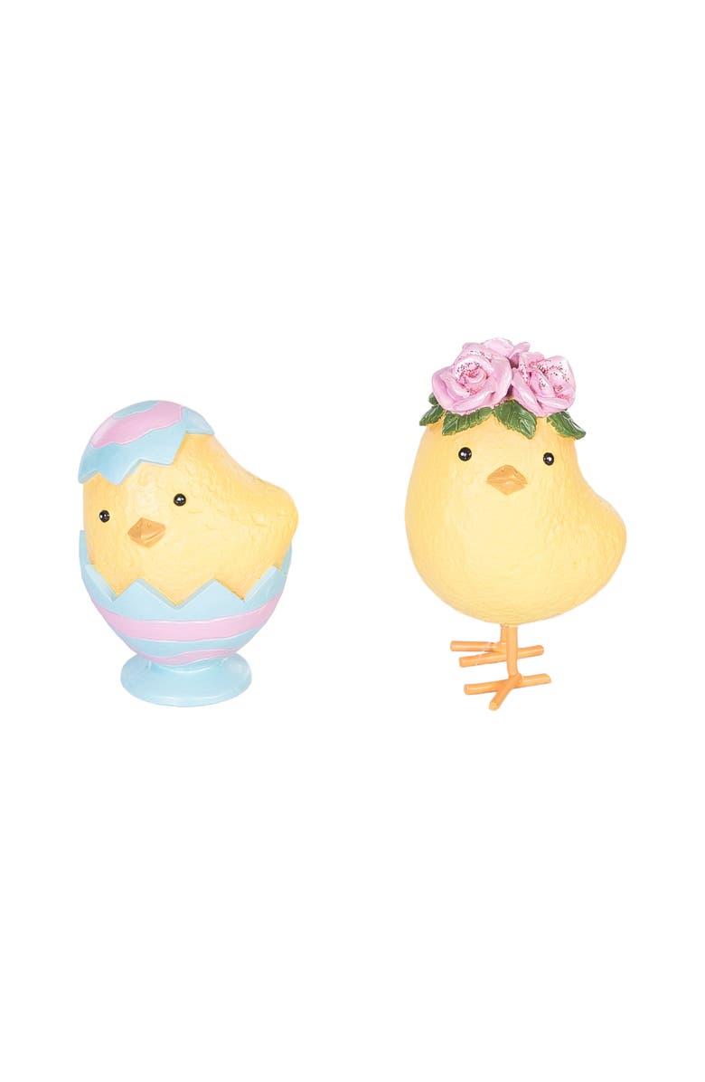 Gallerie II Yellow Easter Chicks Wearing Egg Hats Small Decorative Figurines Assortment of 4, Alternate, color, Yellow