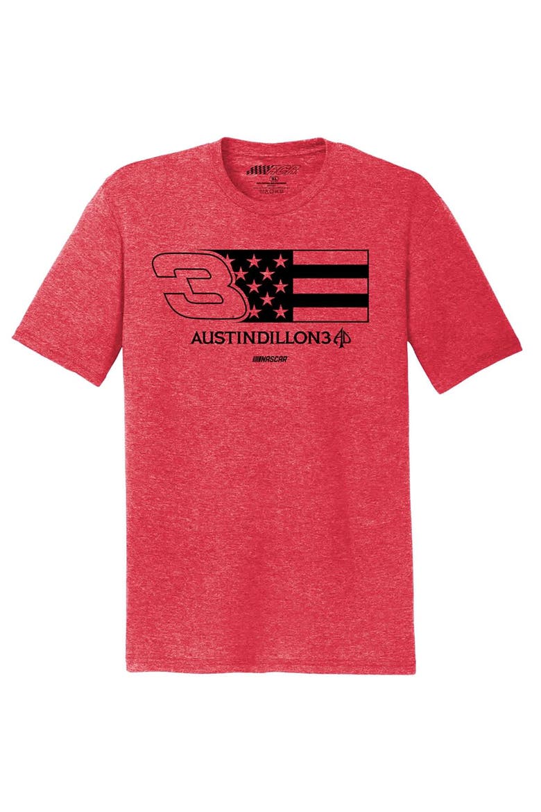 Men's Richard Childress Racing Team Collection Heather Red Austin Dillon  Tri-Blend Flag T-Shirt, Alternate, color, Heather Red