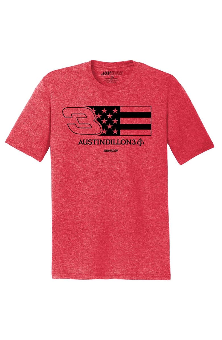 NASCAR Men's Richard Childress Racing Team Collection Heather Red Austin Dillon Tri-Blend Flag T-Shirt, Alternate, color, Heather Red