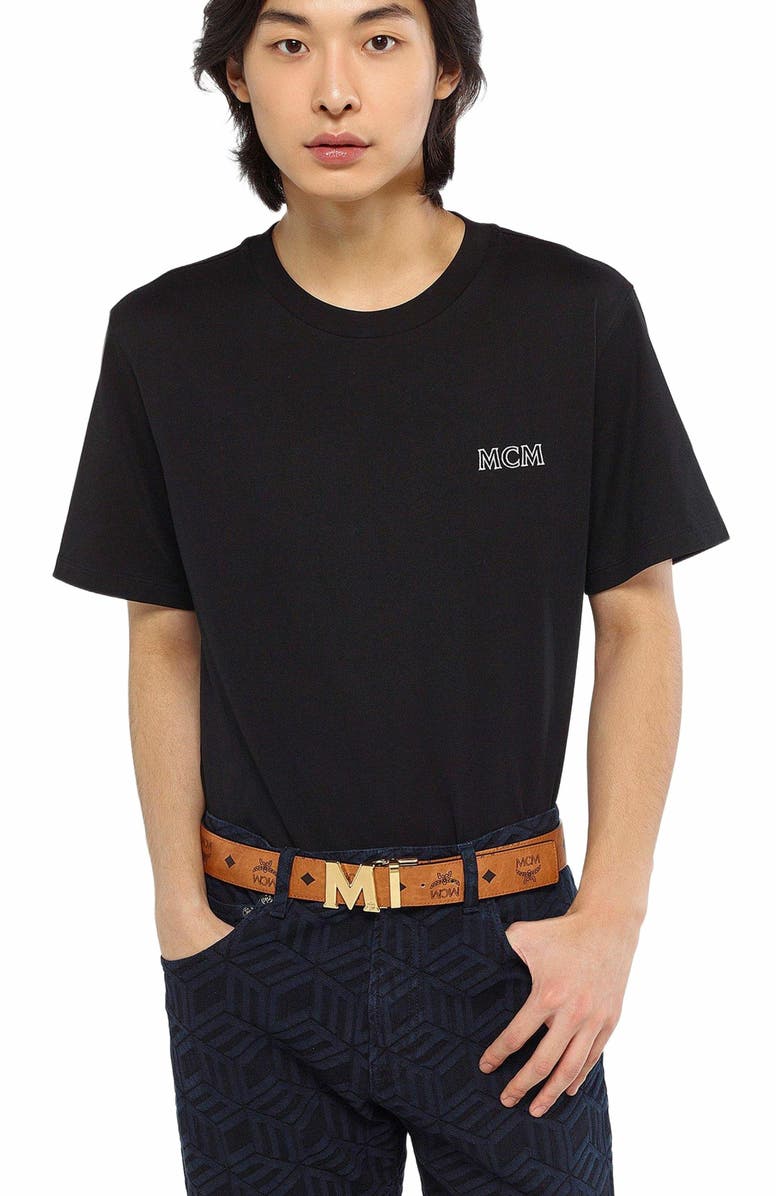 MCM Claus M Reversible Belt 1.5" in Visetos, Alternate, color, Cognac