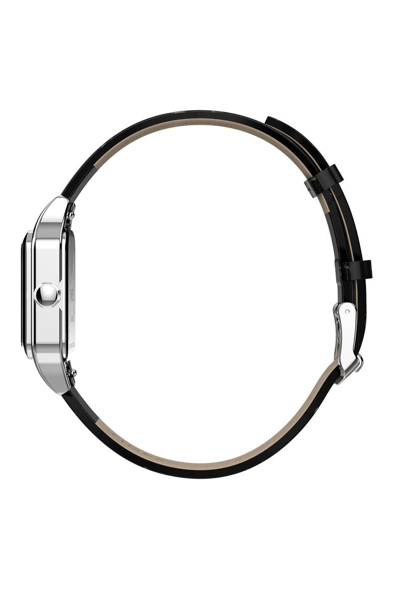 Addison Leather Strap Watch, Alternate, color, BLACK