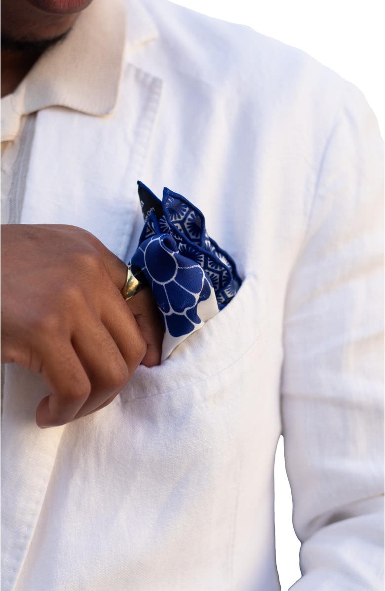 Elizabetta Monza - Silk Pocket Square for Men, Alternate, color, Blue