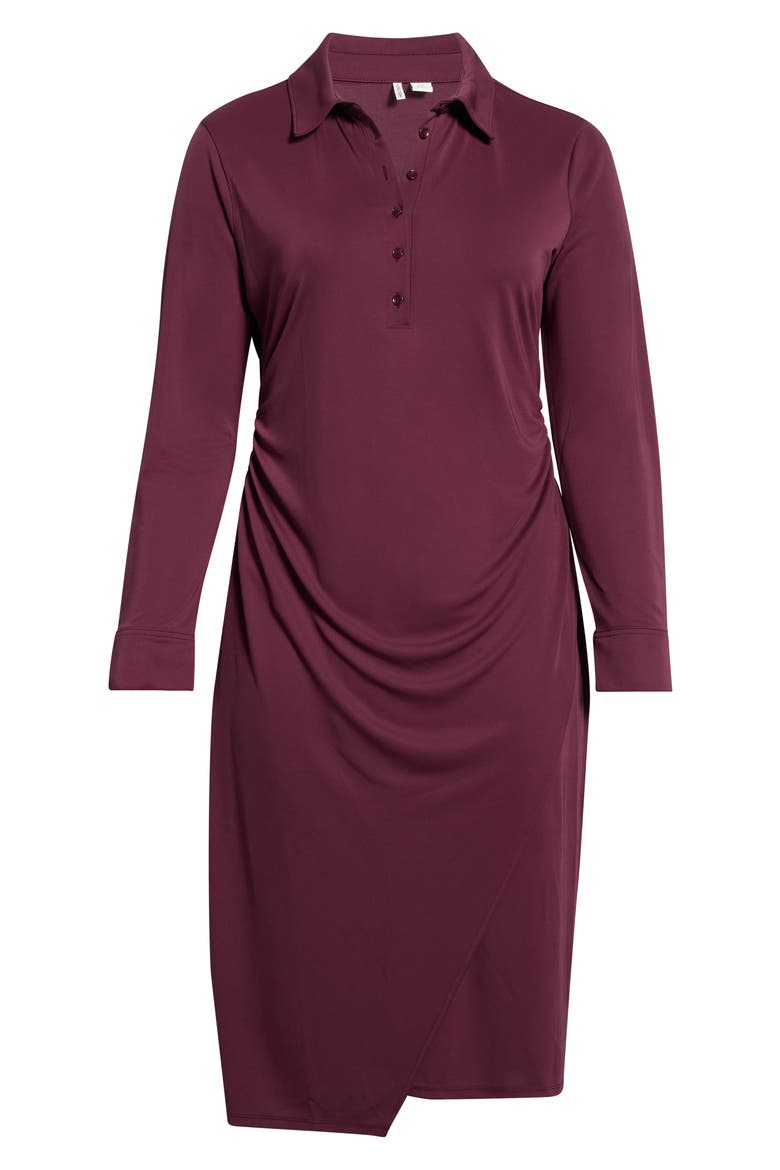 Polo Wrap Midi Dress, Alternate, color, BURGUNDY FIG