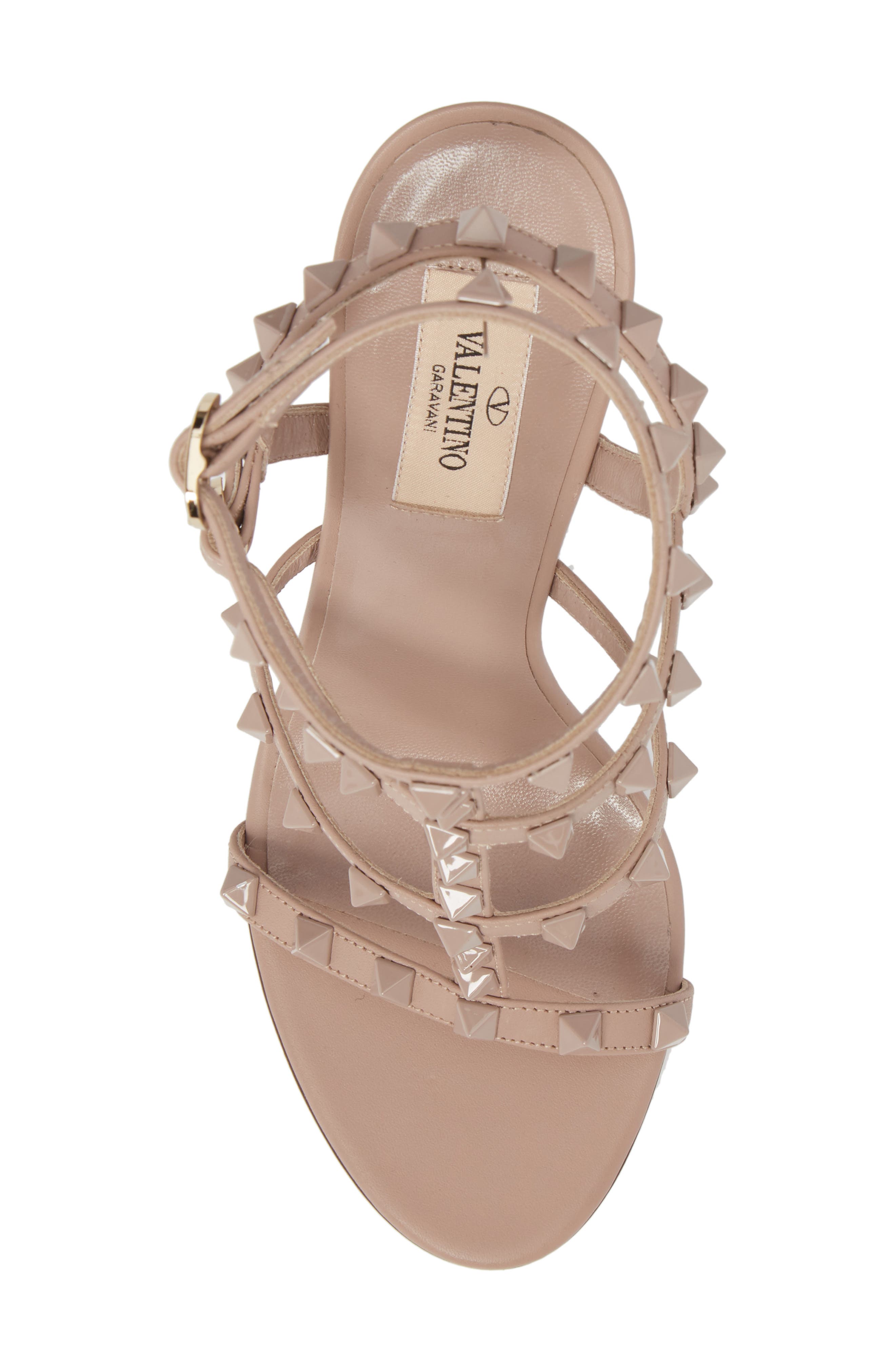 Rockstud T-Strap Sandal, Alternate, color, POUDRE/ POUDRE