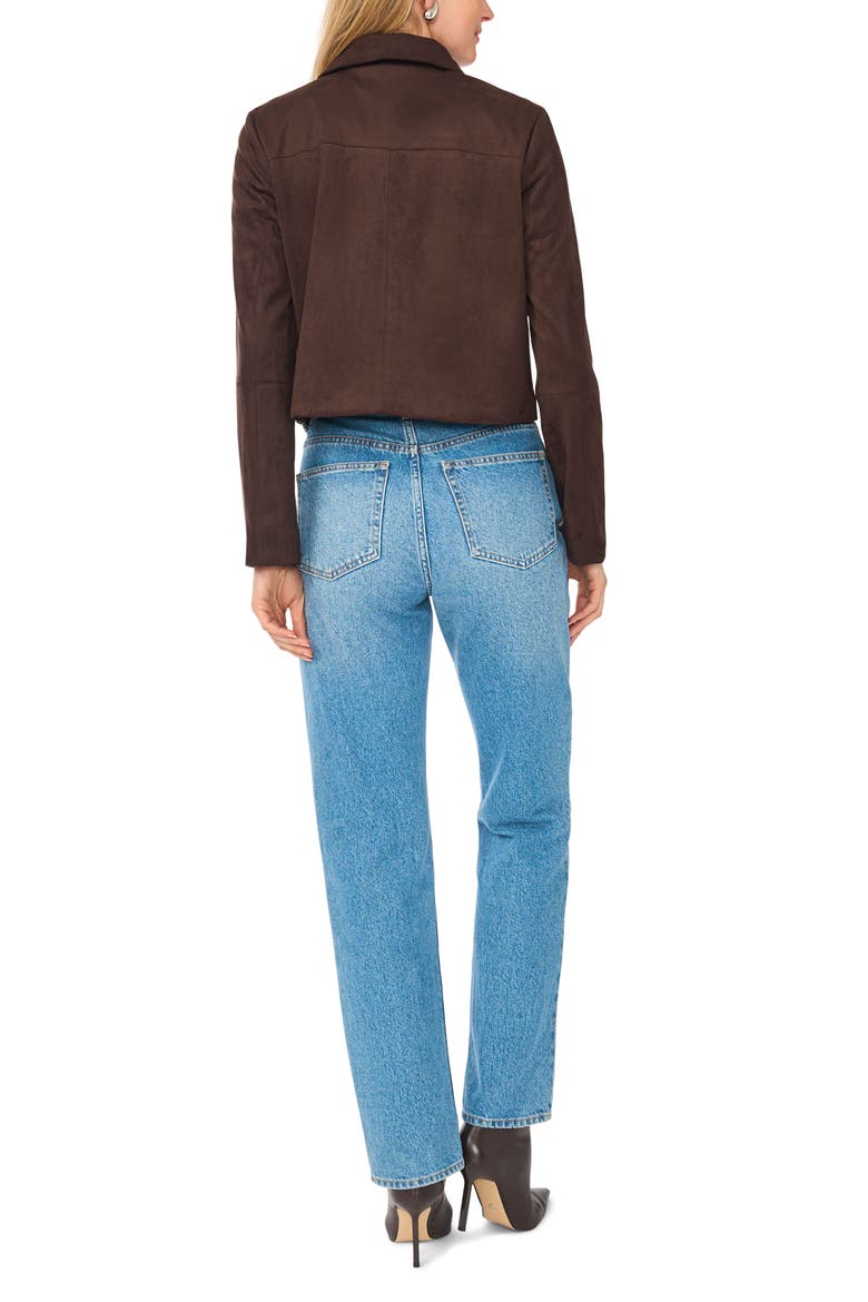 Faux Suede Cropped Jacket, Alternate, color, CALL ME CHOCOLATE