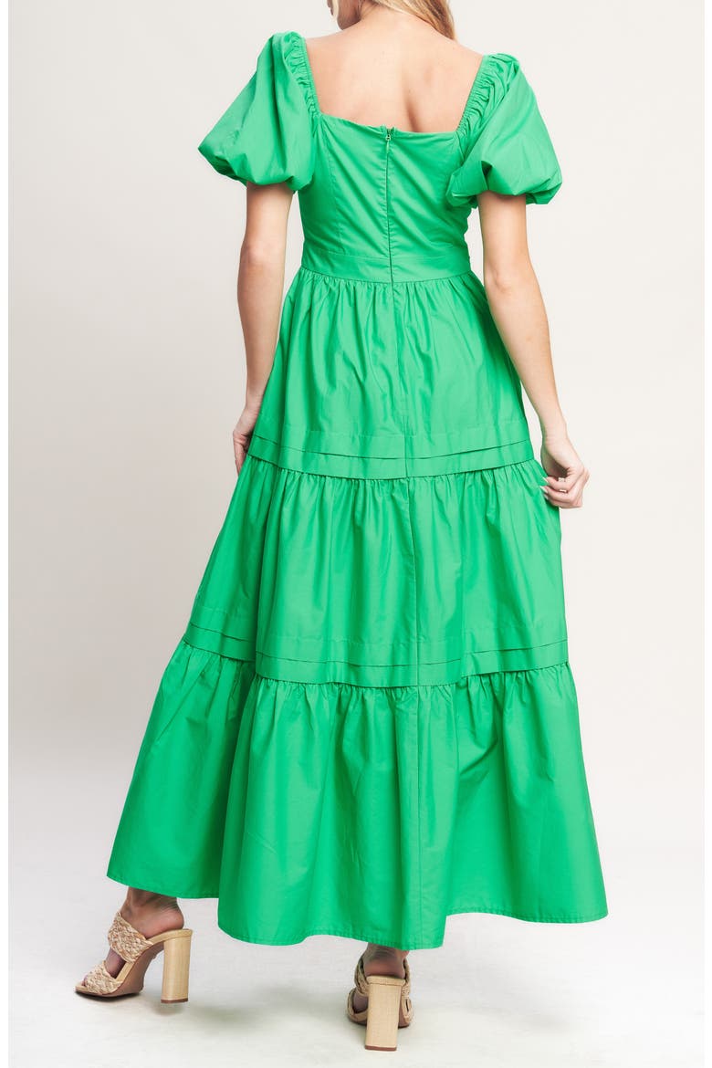 Puff Sleeve Tiered Maxi Dress, Alternate, color, GREEN