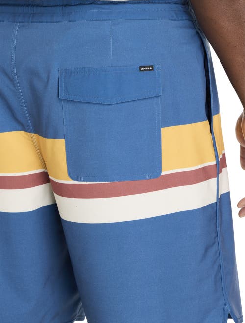 O'neill Big & Tall Cruzer Striped Scallop Board Shorts In Indigo