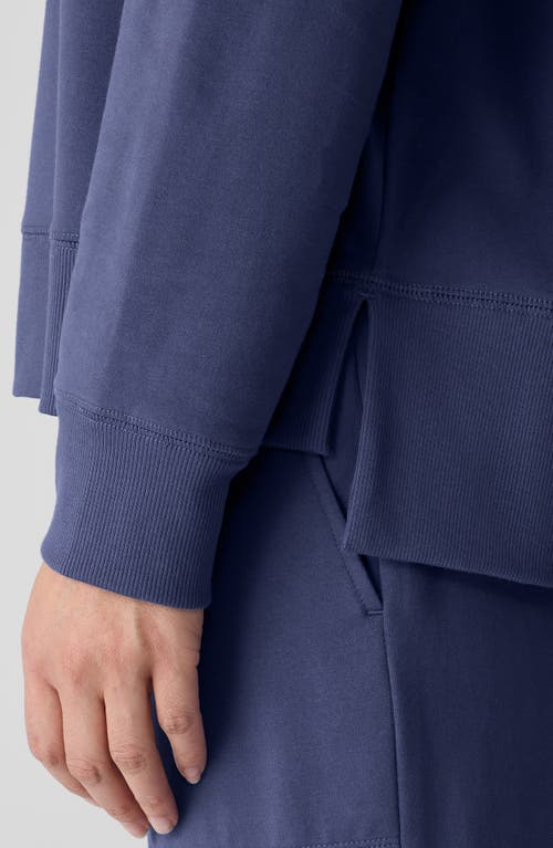 Eileen Fisher Crewneck Stretch Organic Cotton Sweatshirt In Bluette