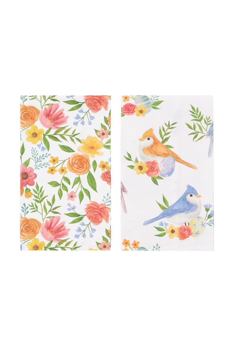 Spring Flora Bird Towel Set of 2, Main, color, White