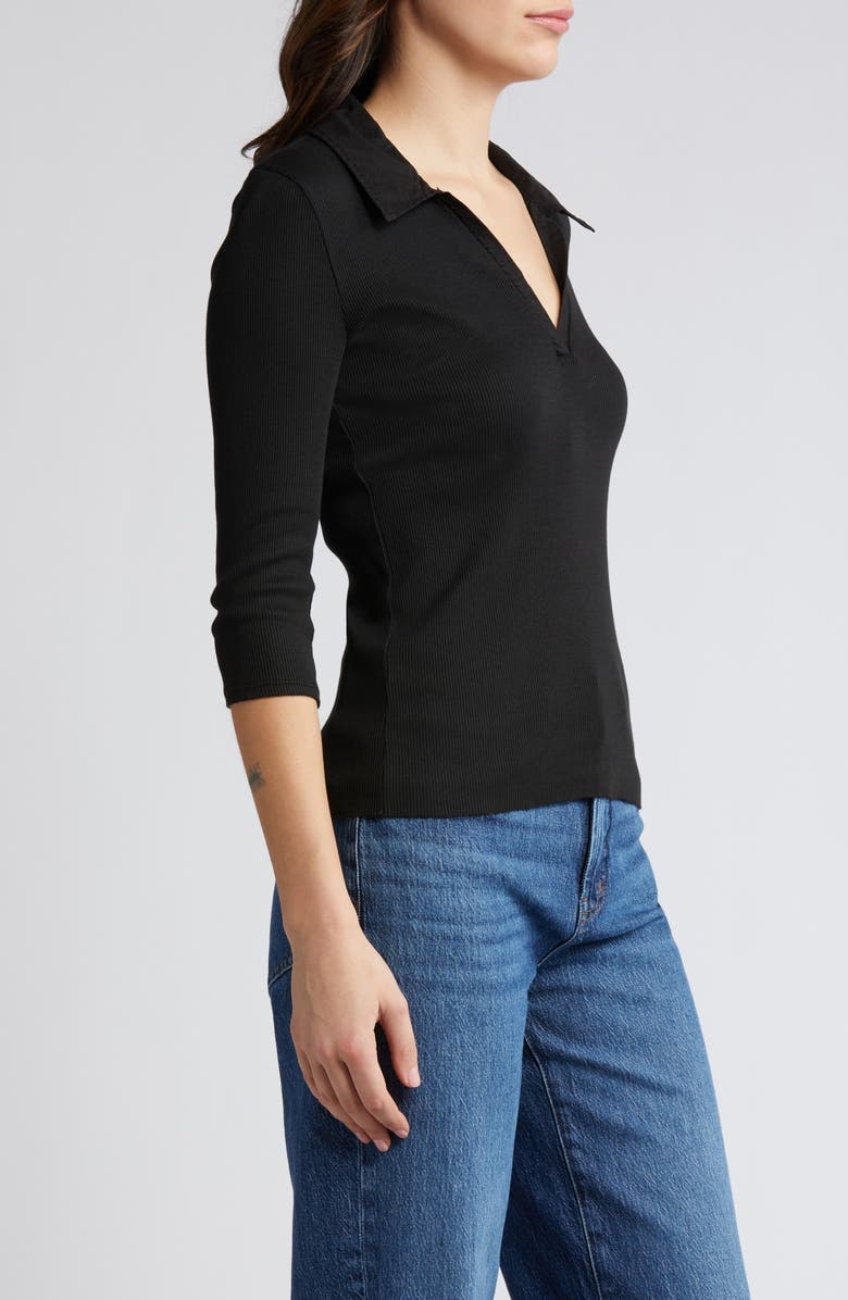 Nation LTD Hollace Three-Quarter Sleeve Johnny Collar Polo, Alternate, color, 