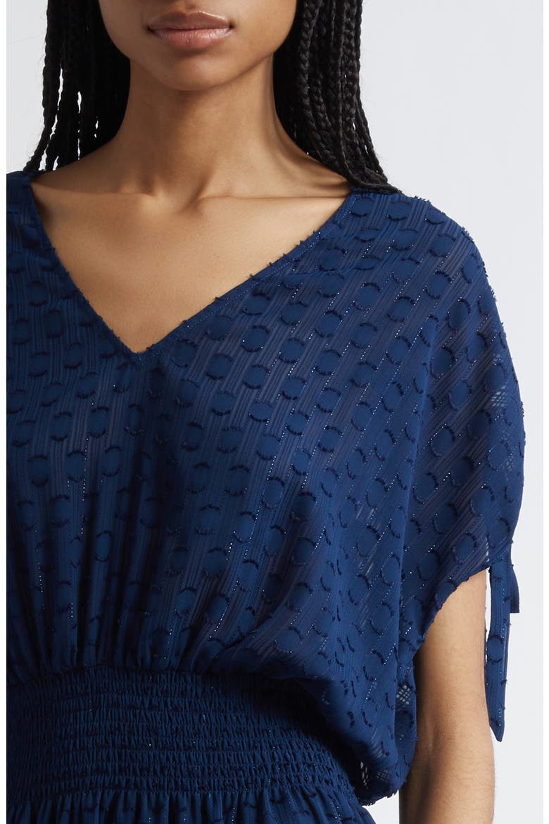 Fernanda Metallic Thread Detail Clip Dot Minidress, Alternate, color, SPRING NAVY DOT