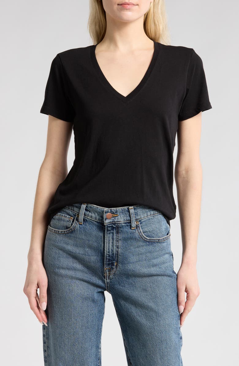 Madewell Softfade V-Neck Tee, Main, color, Jet Black