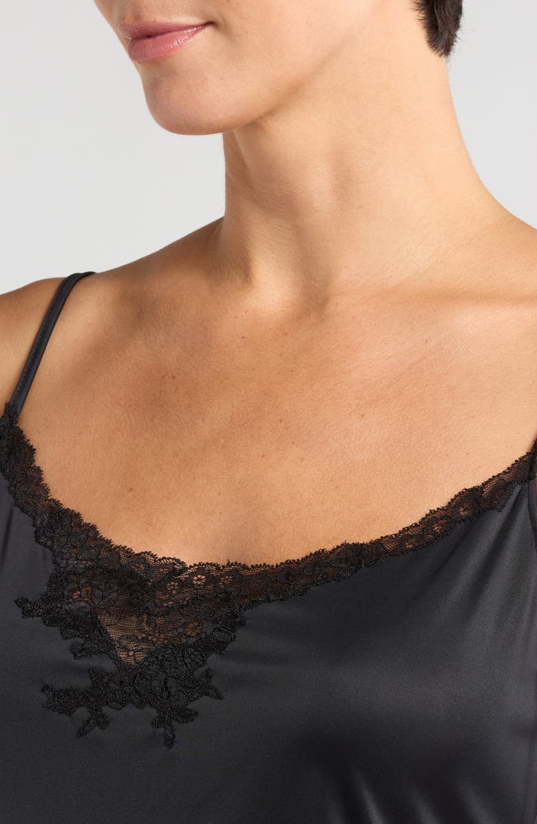 Natori Body Doubles Lace Trim Chemise, Alternate, color, Black