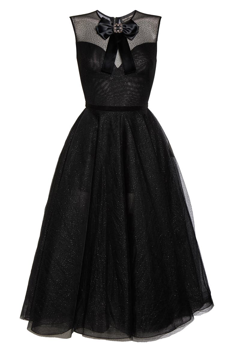 Bronx and Banco Lou Lou Sparkle Flecked Midi Cocktail Dress, Alternate, color, BLACK