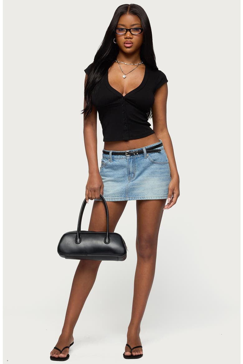 Alza Front Button Crop Top, Alternate, color, BLACK